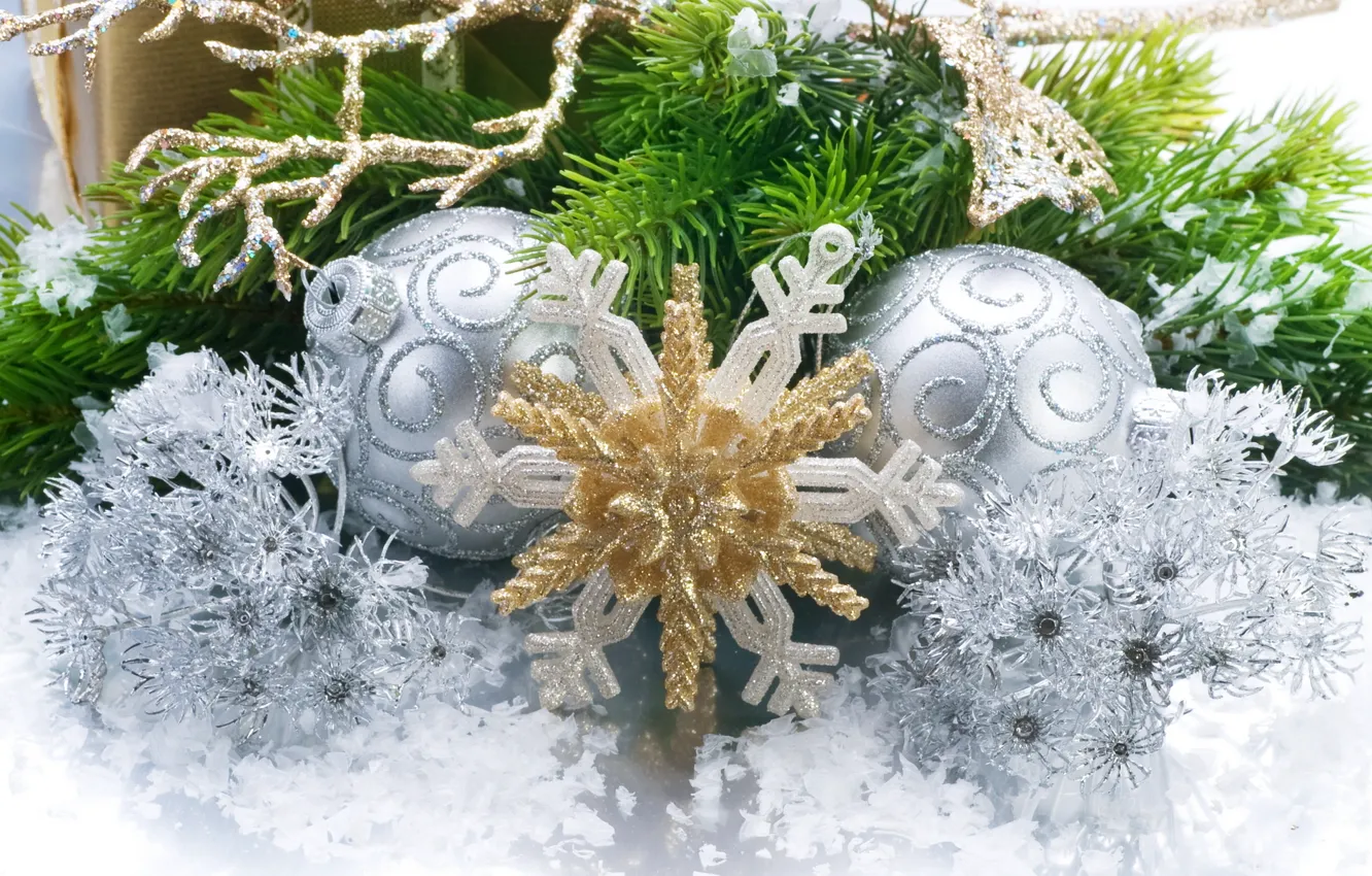 Photo wallpaper holiday, new year, new year, snowflake, Christmas decorations, holiday
