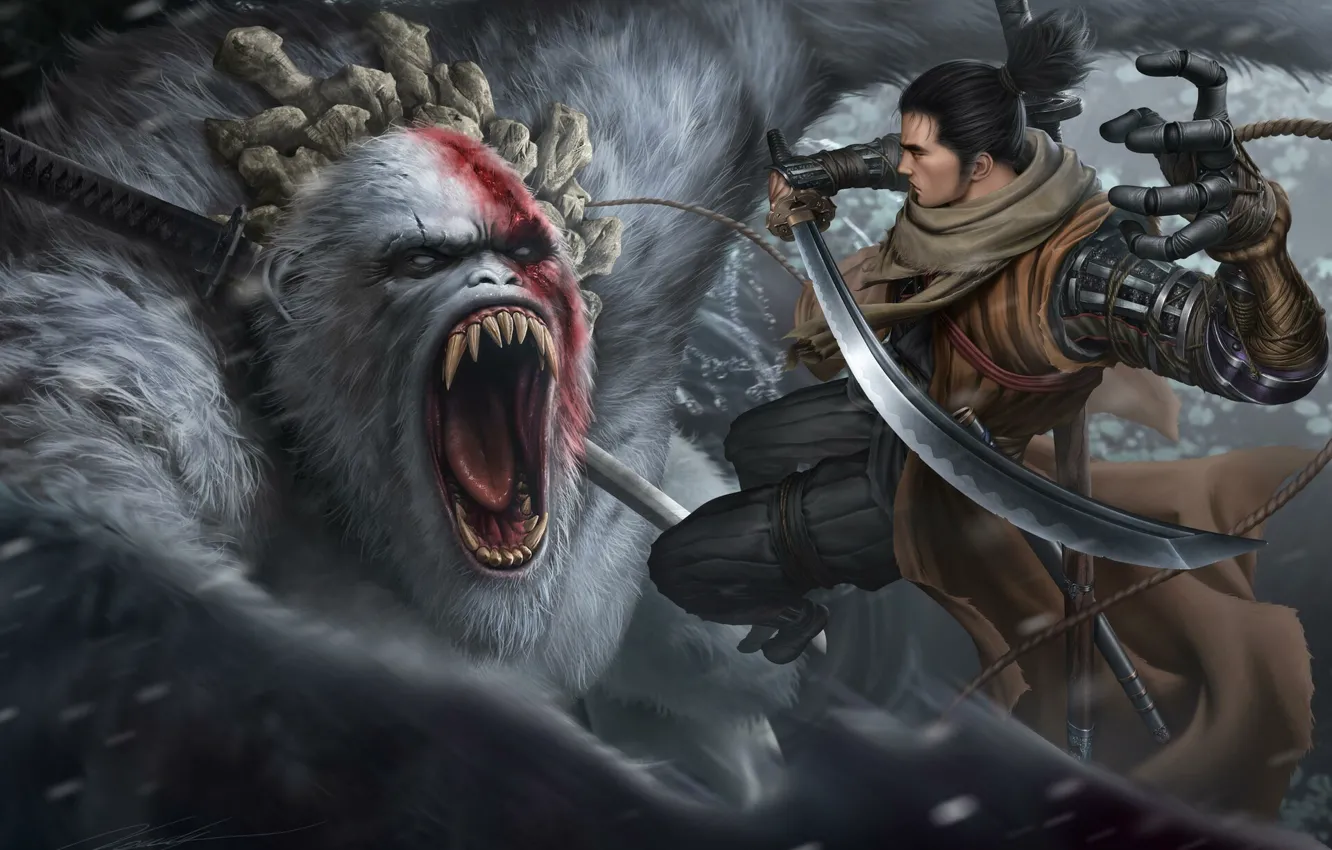 Photo wallpaper fiction, the game, sword, katana, art, monkey, sword, fantasy