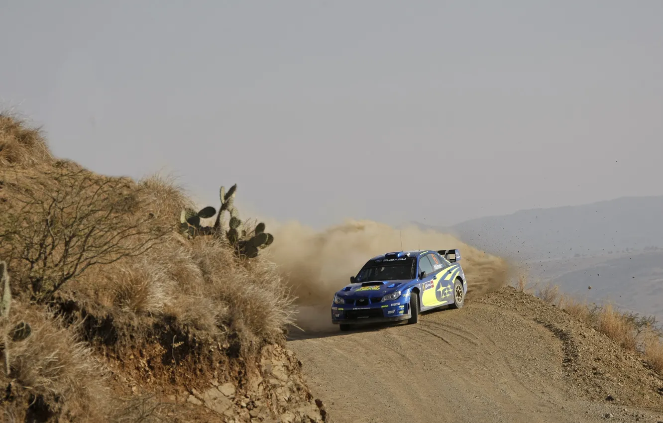 Photo wallpaper Blue, Subaru, Impreza, Sport, Race, Skid, WRC, Rally