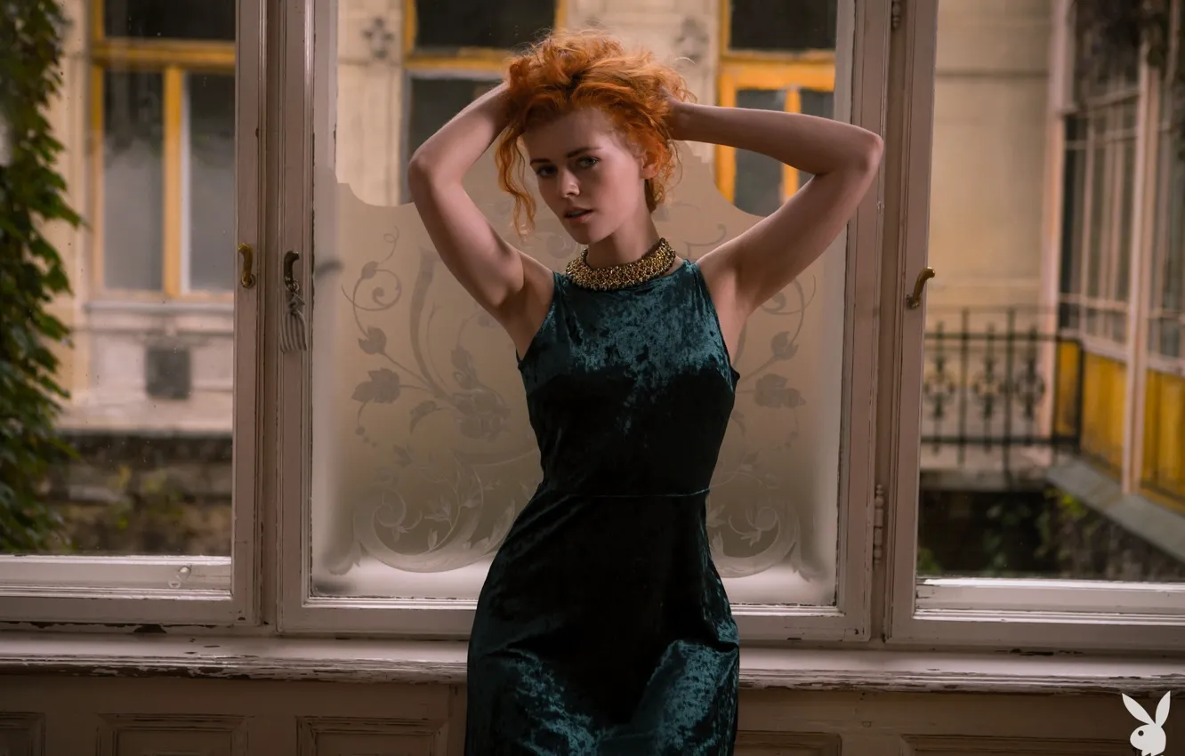 Photo wallpaper playboy, model, redhead, pose, evening dress, Kate Ri