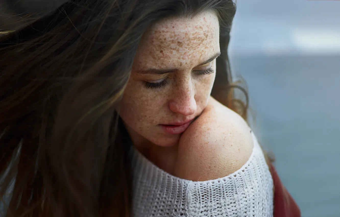 Photo wallpaper freckles, sponge, shoulders, Anastasia Presnova, CryMeAn