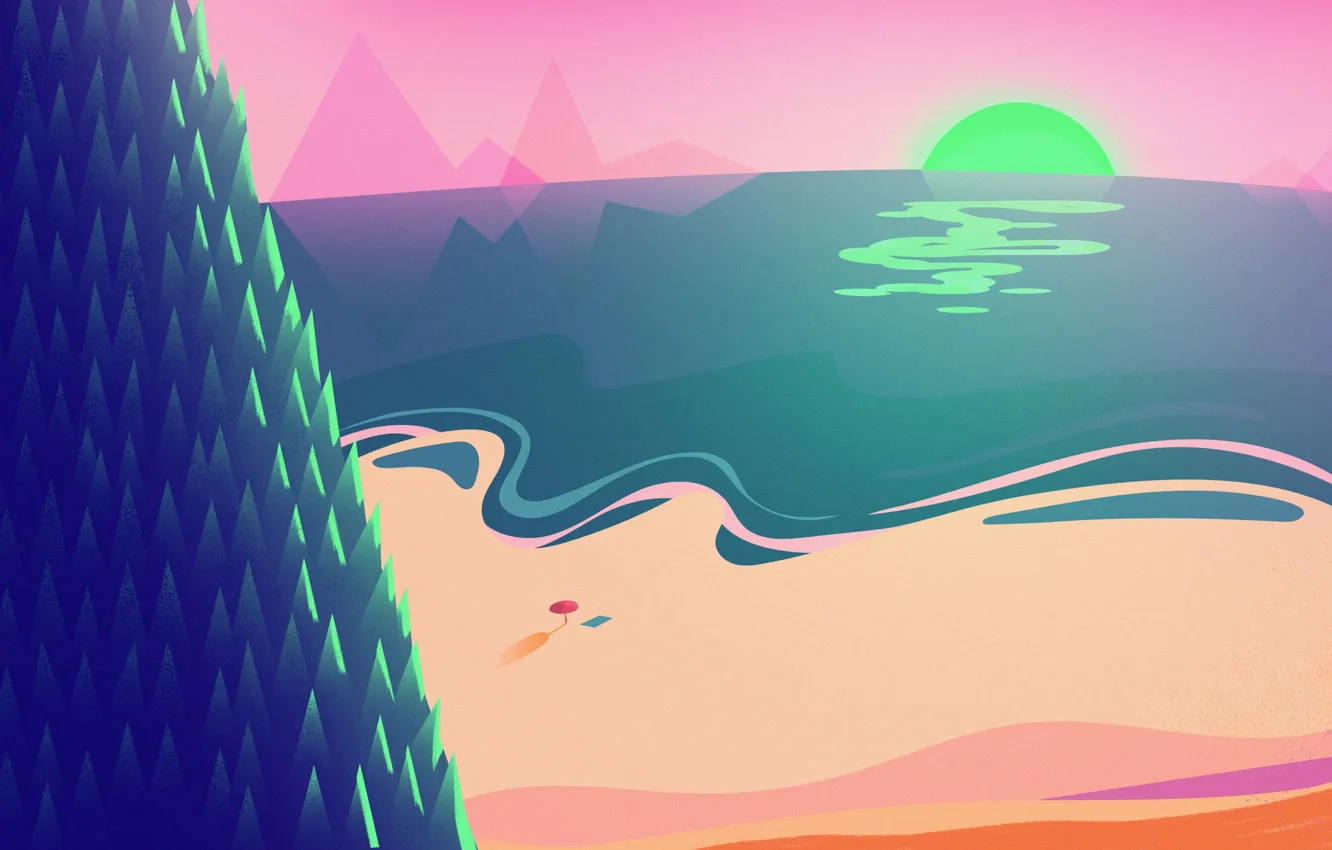 Photo wallpaper sea, beach, landscape, sunset
