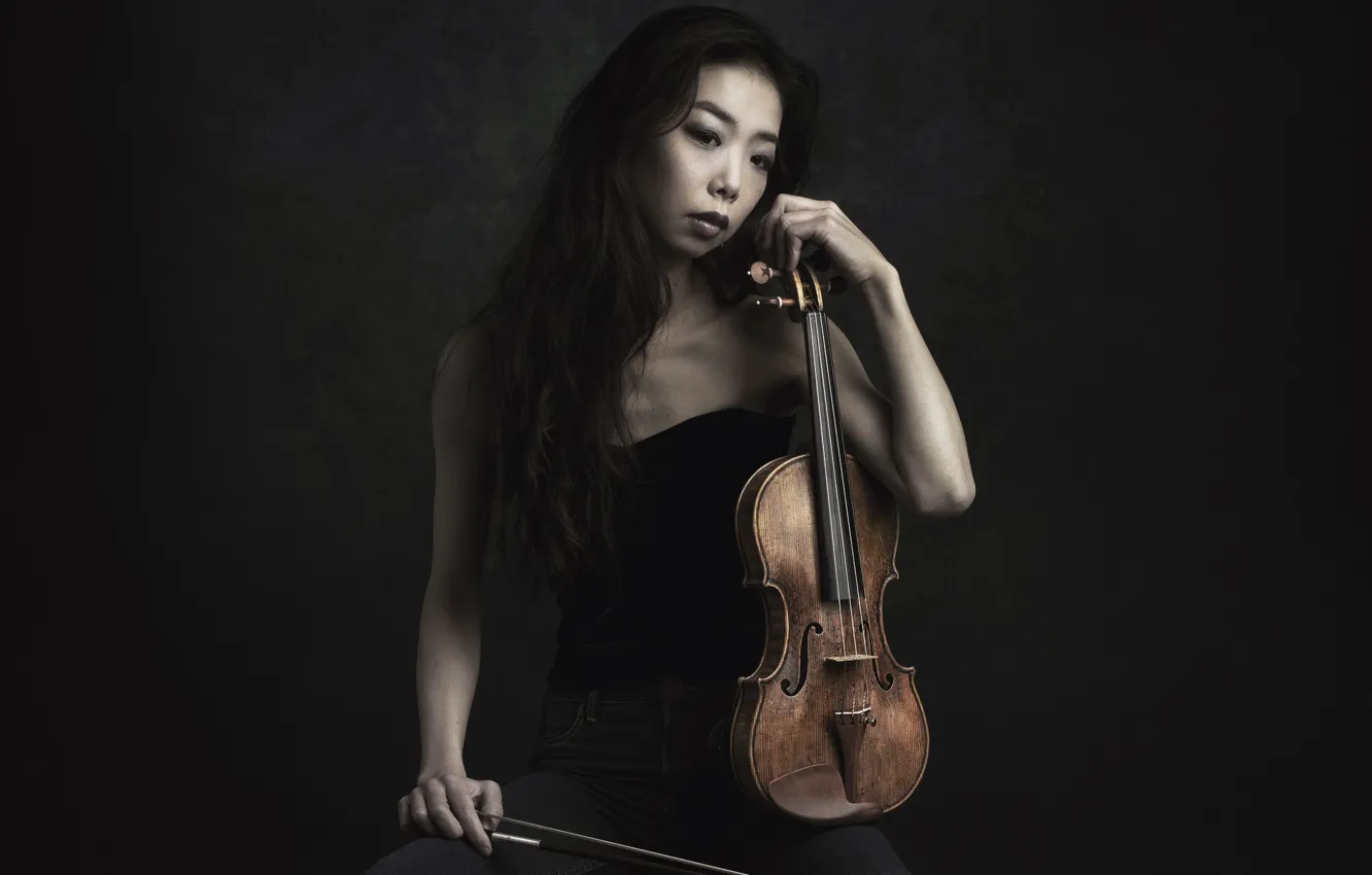 Photo wallpaper girl, music, violin, Sayaka Kinoshiro