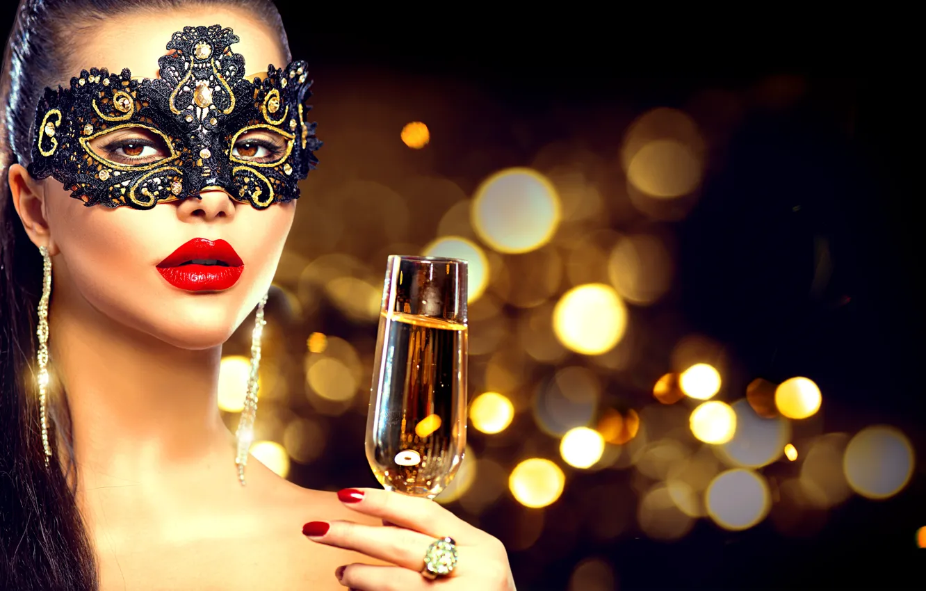 Photo wallpaper girl, style, hands, makeup, mask, ring, model, Anna Subbotina
