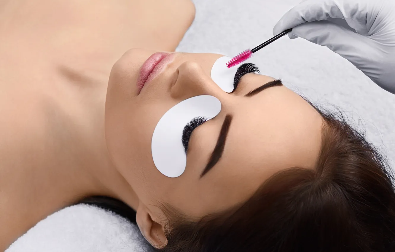 Photo wallpaper woman, eyelashes, placement