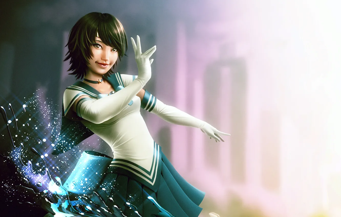 Photo wallpaper water, girl, art, Bishoujo Senshi Sailor Moon, sailor, sailor mercury, lenadrofranci