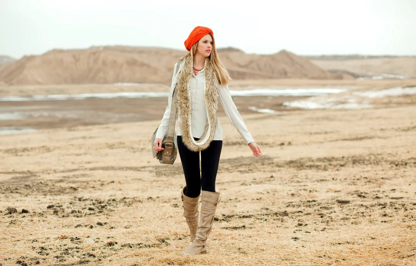 Photo wallpaper field, girl, mood