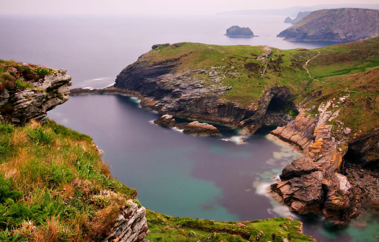 Photo wallpaper sea, shore, Bay, steep