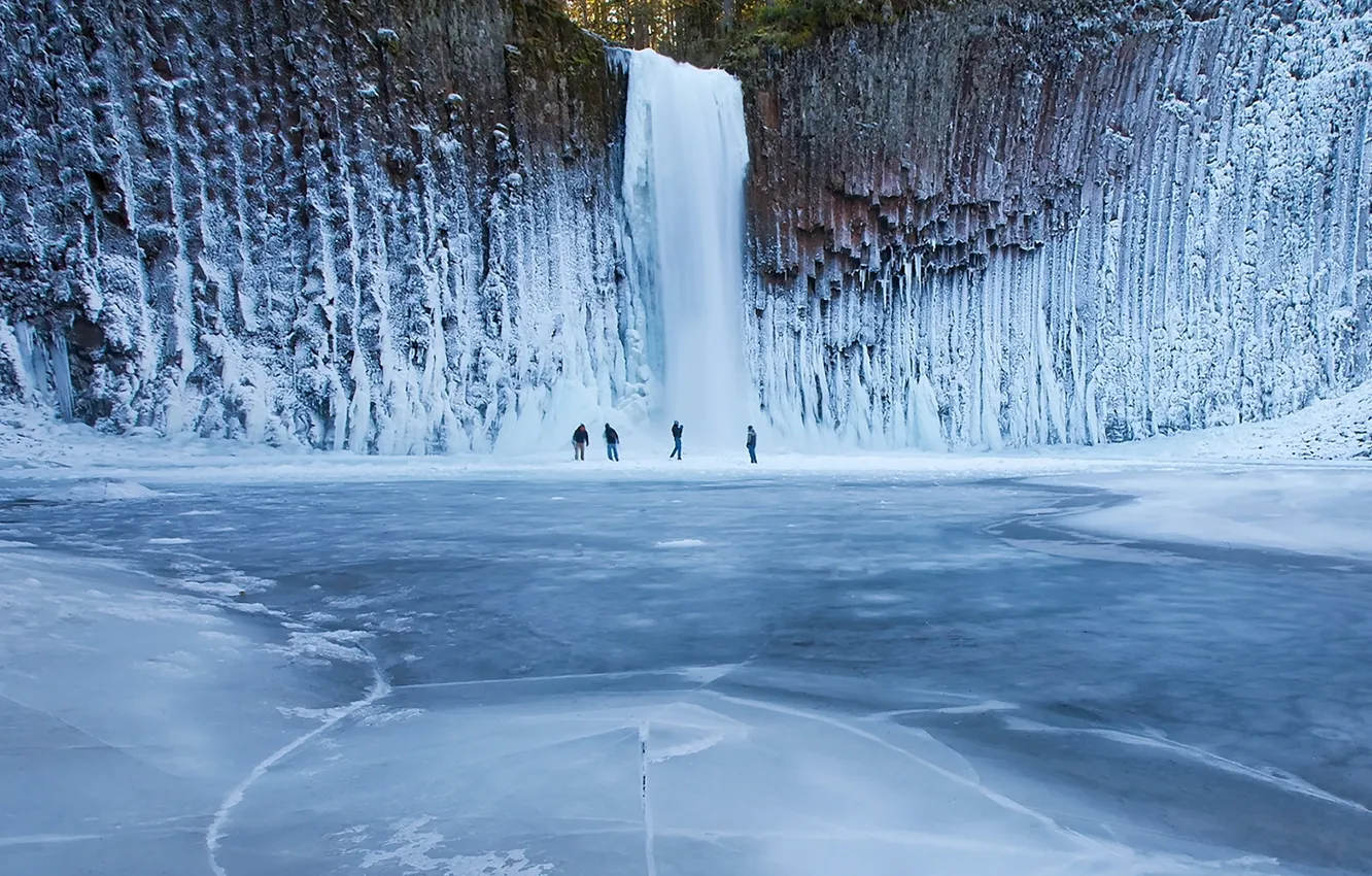 Photo wallpaper waterfall, fotouh, winter waterfall
