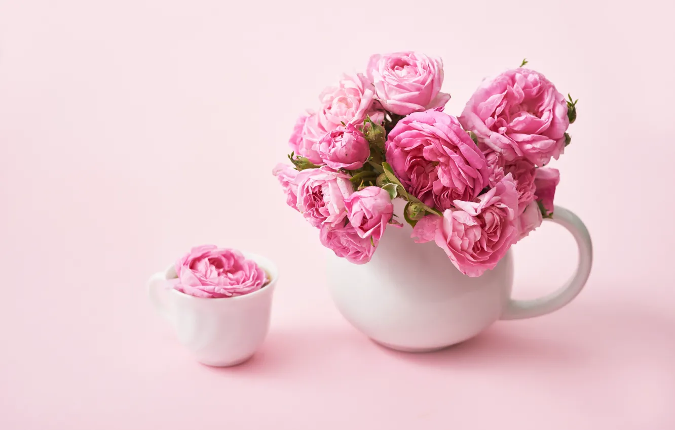 Photo wallpaper background, roses, bouquet, gentle, pink, tea, Yarovoy Aleksandr