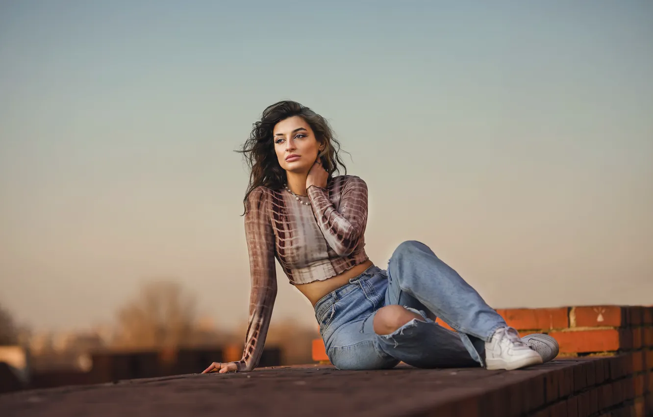Photo wallpaper girl, pose, background