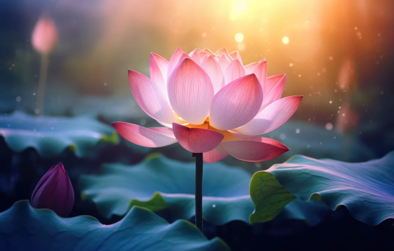 Wallpaper flower, flowers, lake, pond, Lotus, Lotus, pond, AI art for mobile and desktop