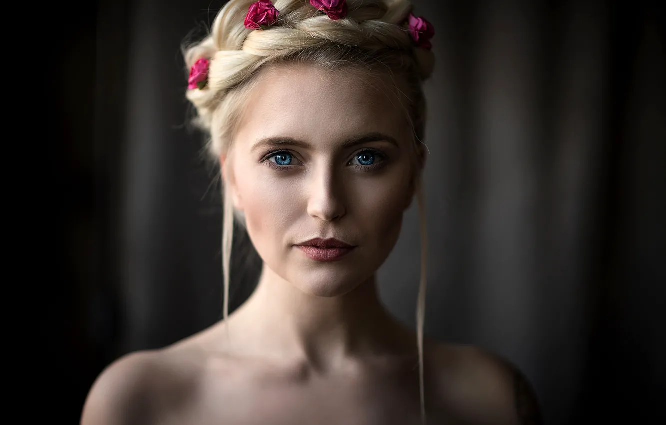 Photo wallpaper look, background, model, portrait, makeup, Alina, hairstyle, blonde