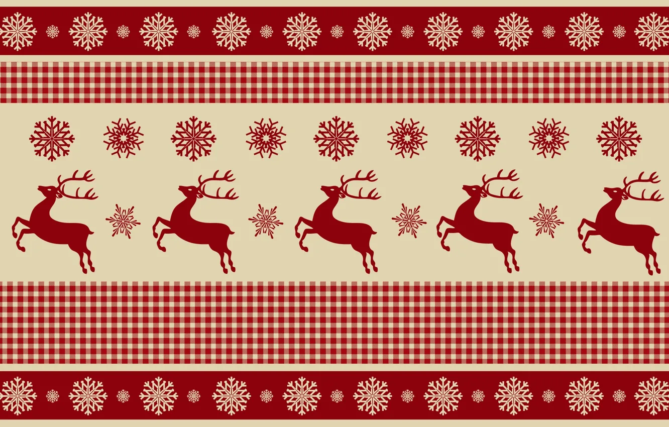 Photo wallpaper snowflakes, deer, Christmas
