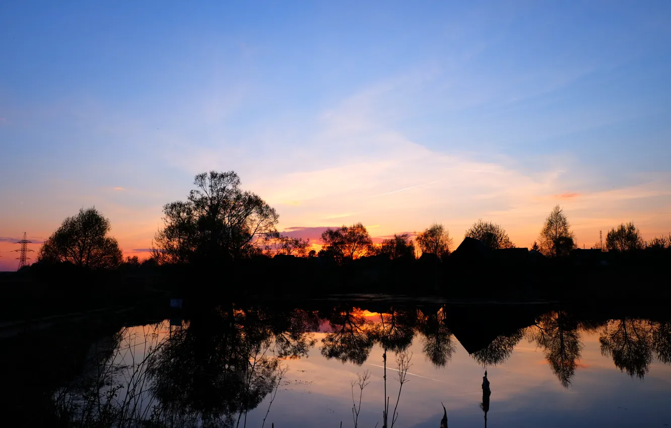 Photo wallpaper water, sunset, lake, spring, pink sunset, Russian nature