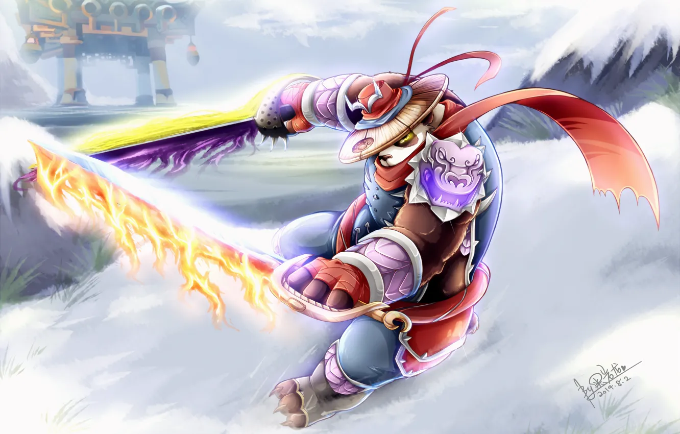 Photo wallpaper snow, lights, sword, anime, Panda