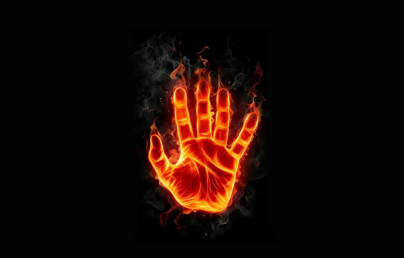 Photo wallpaper lights, flame, hands, art, palm, imprint
