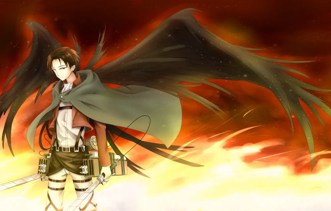 Photo wallpaper anime, art, guy, Attack on Titan, Shingeki no Kyojin, Levi