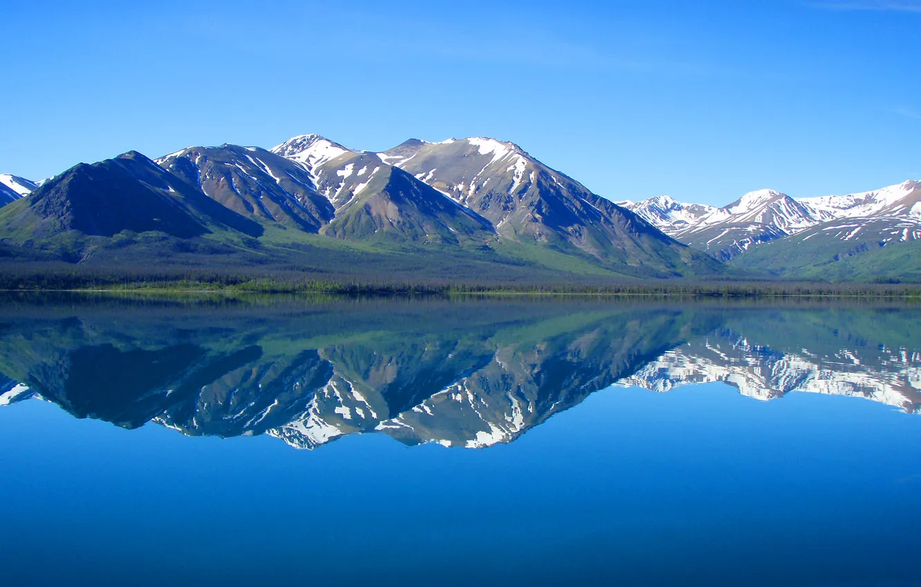 Photo wallpaper forest, landscape, mountains, nature, lake, reflection