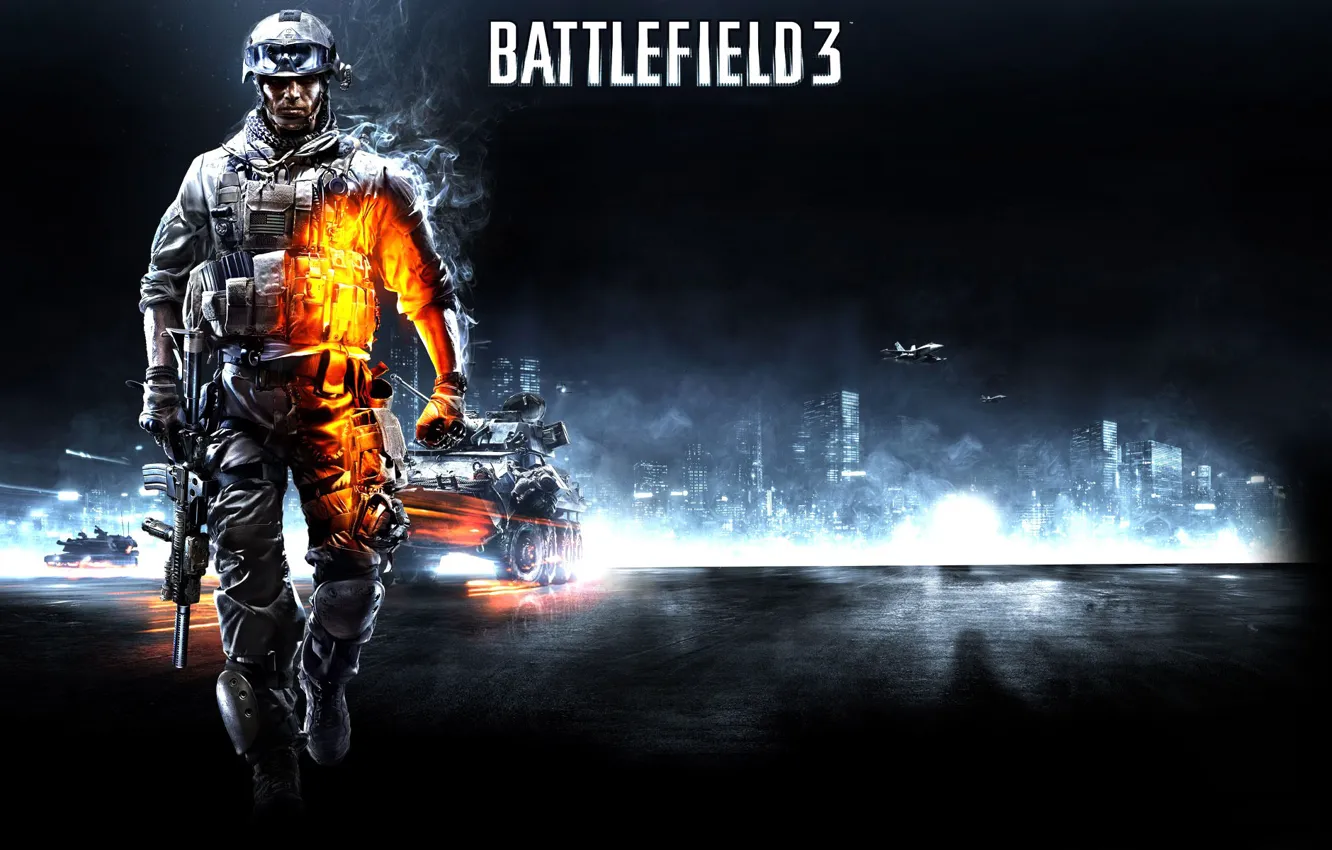 Photo wallpaper soldiers, tank, fighter, Battlefield 3, Battlefield