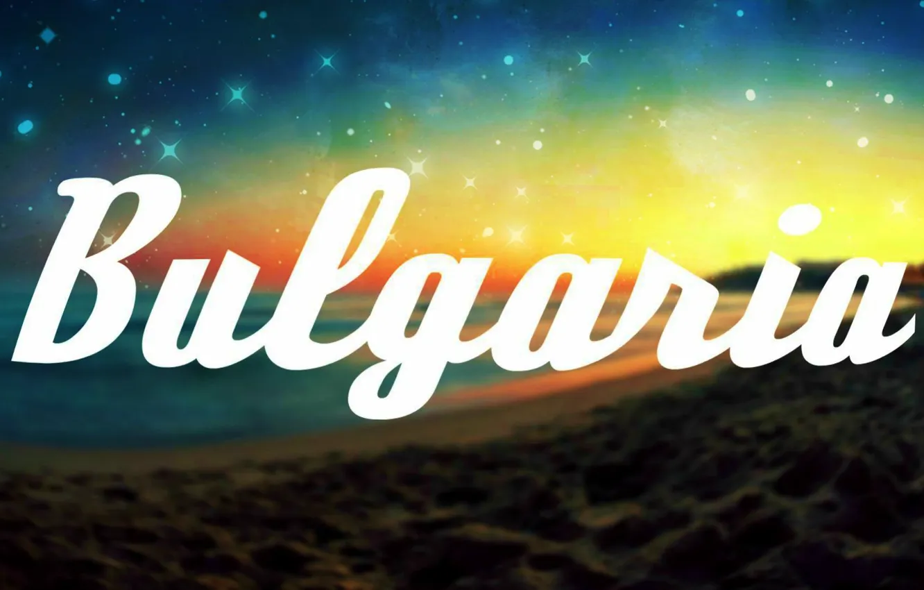 Photo wallpaper beach, space, stars, the inscription, Bulgaria