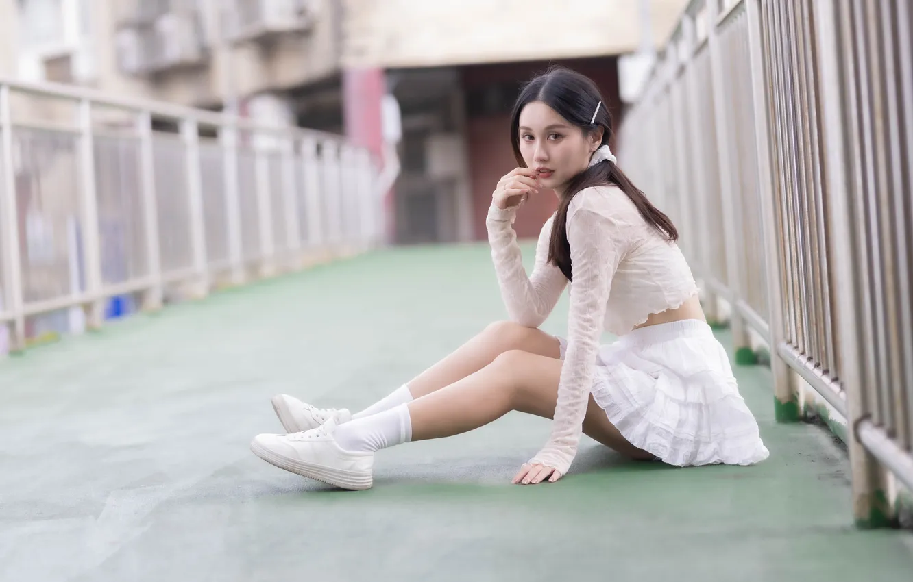 Photo wallpaper girl, street, Asian