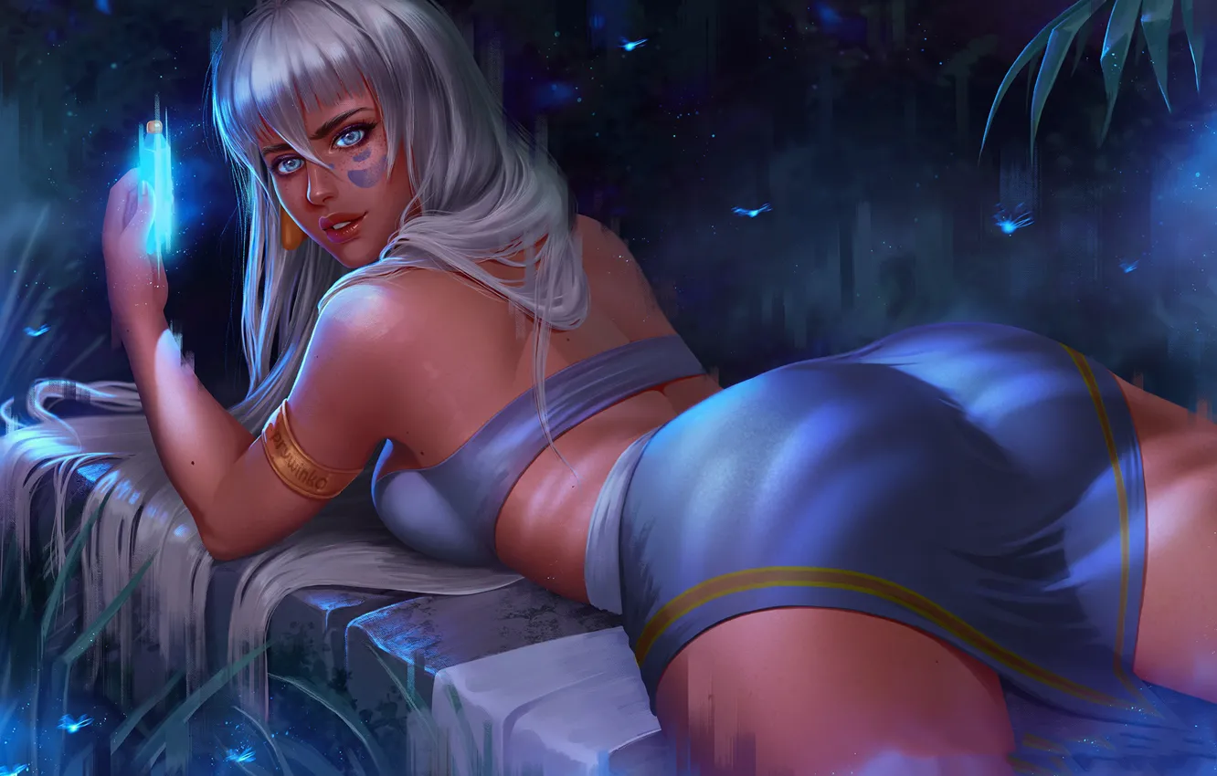 Photo wallpaper girl, skirt, lies, crystals