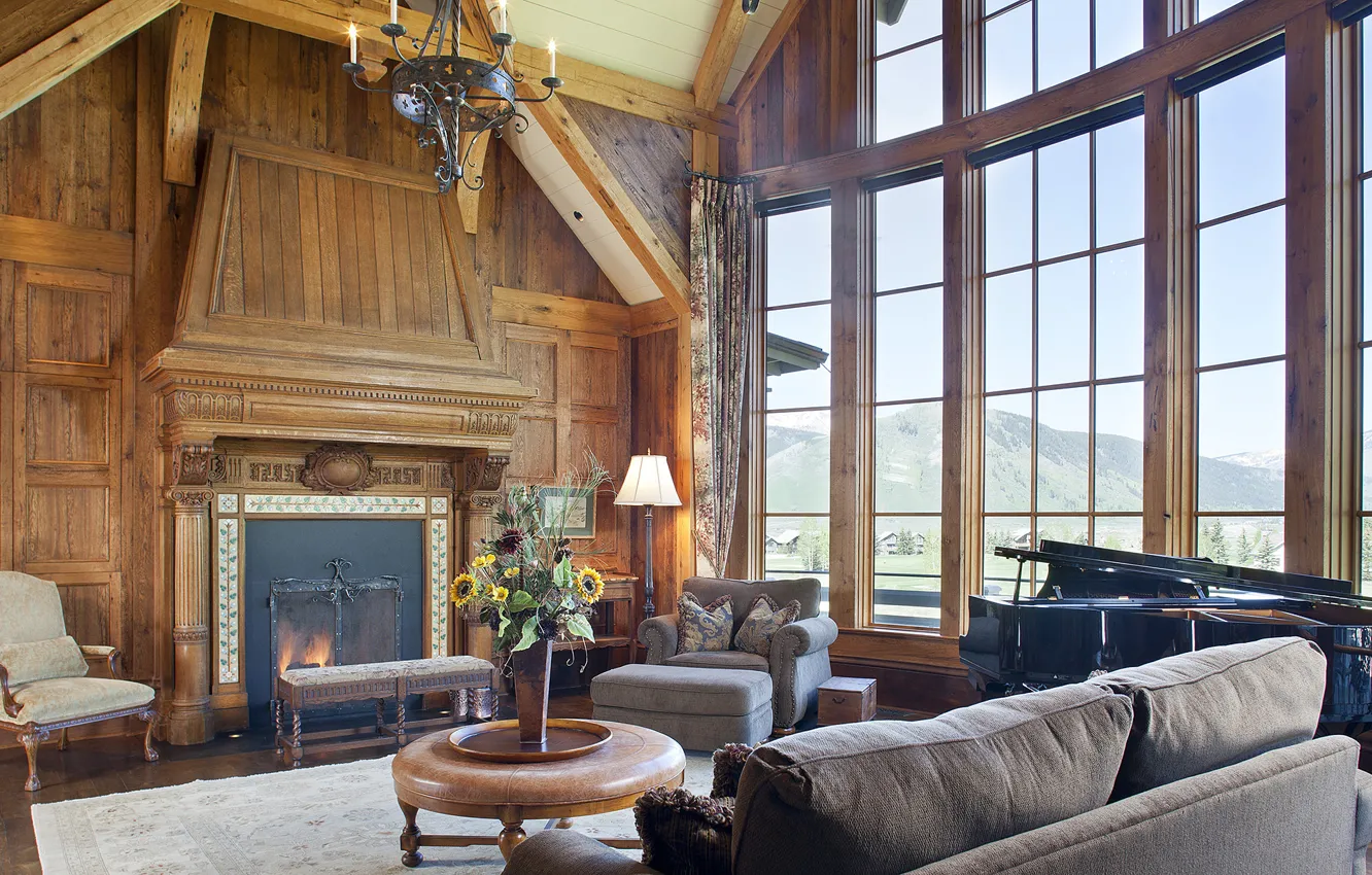 Photo wallpaper wooden, home, luxury, great room