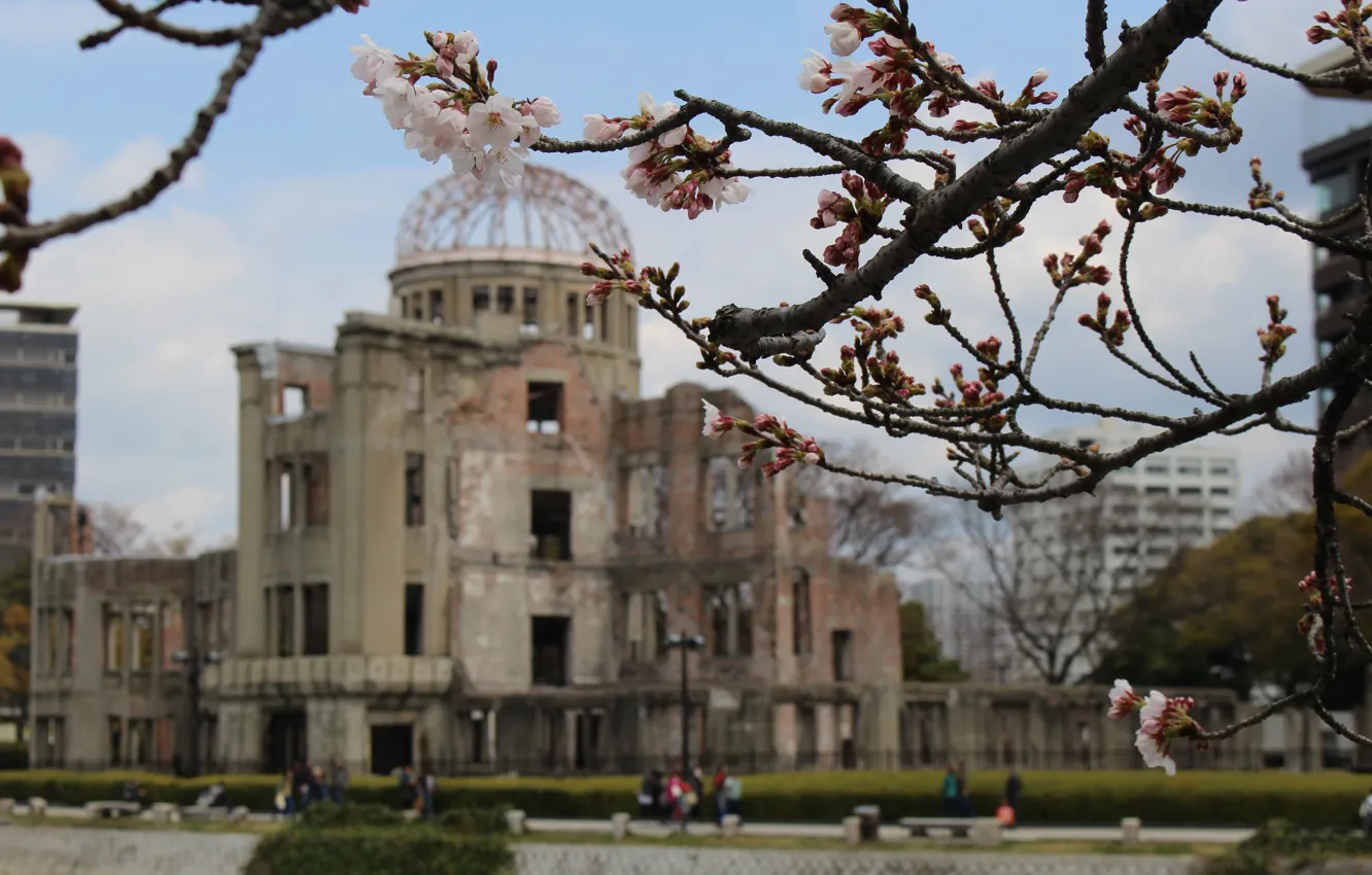 Photo wallpaper Japan, war, debris, Nipon, Hiroshima, tragedy, Rebirth, Nippon