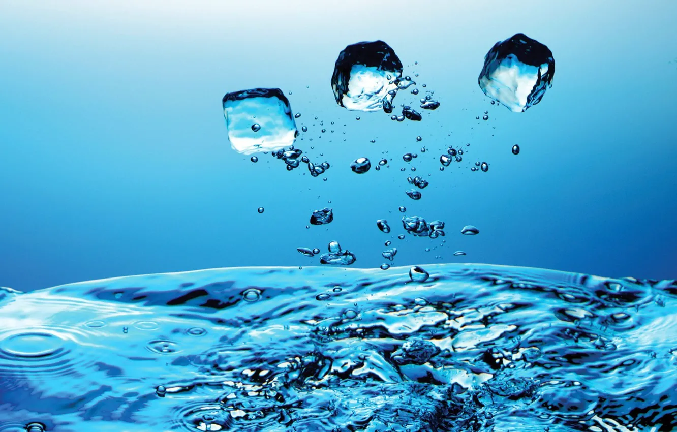 Photo wallpaper water, drops, blue