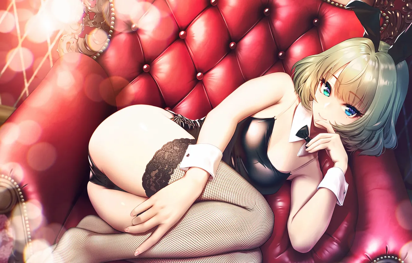 Photo wallpaper girl, sexy, ass, cleavage, thighhighs, boobs, anime, beautiful