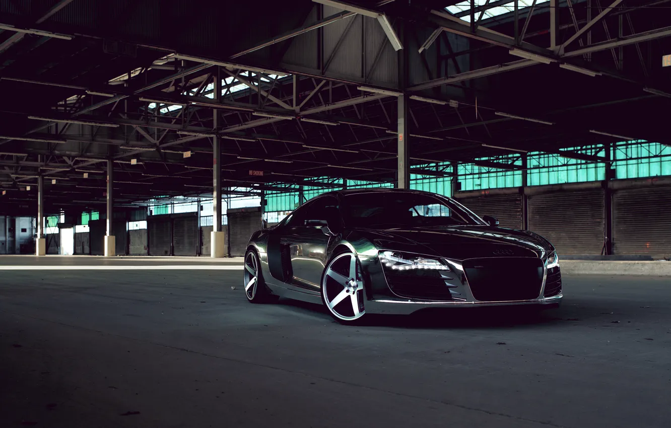 Photo wallpaper Audi, Audi, Lights, Drives, Chrome, Sports car, Matte Black, CW-5