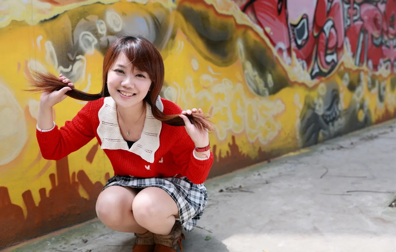 Photo wallpaper girl, mood, Asian