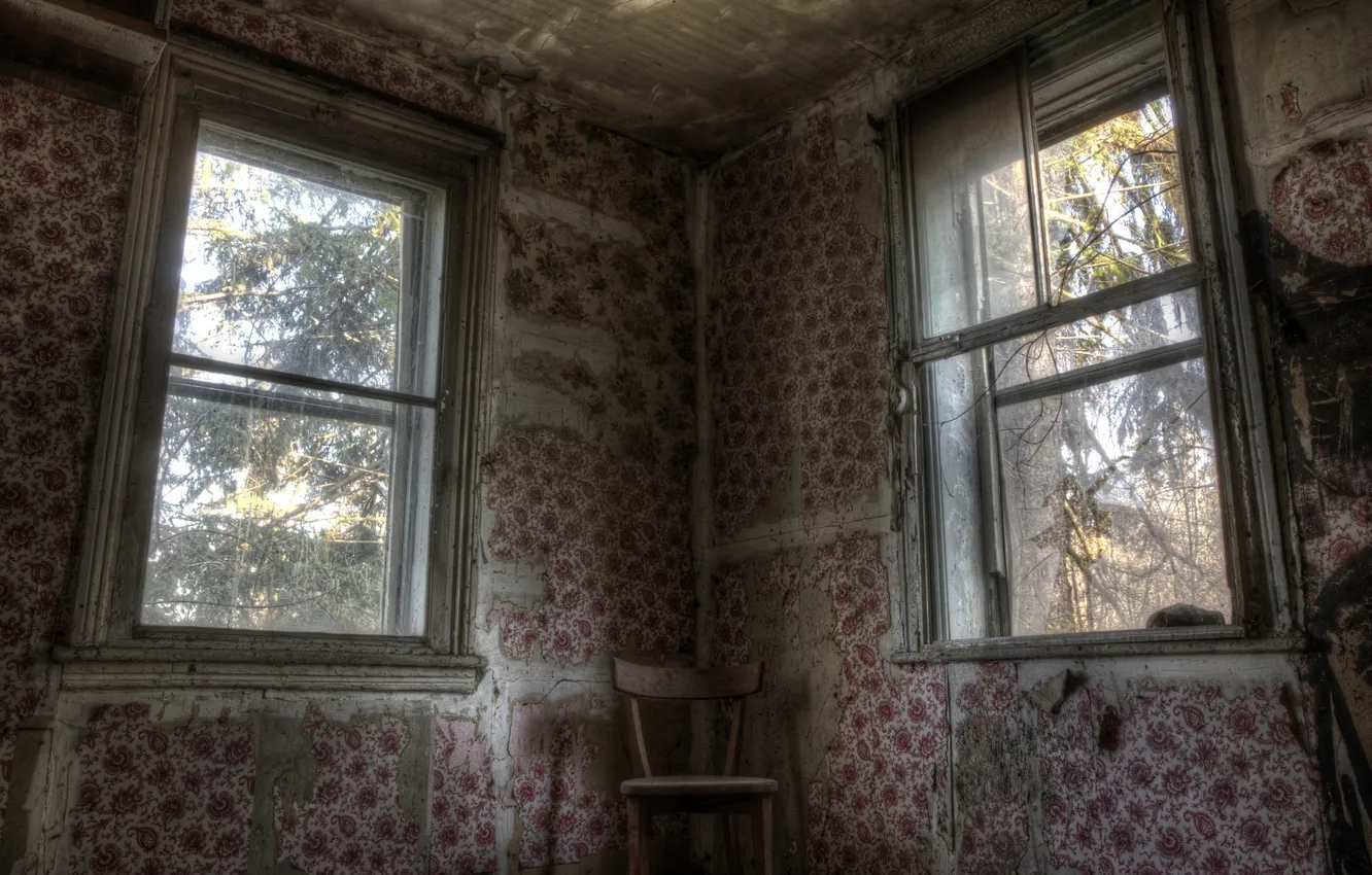 Photo wallpaper room, window, chair