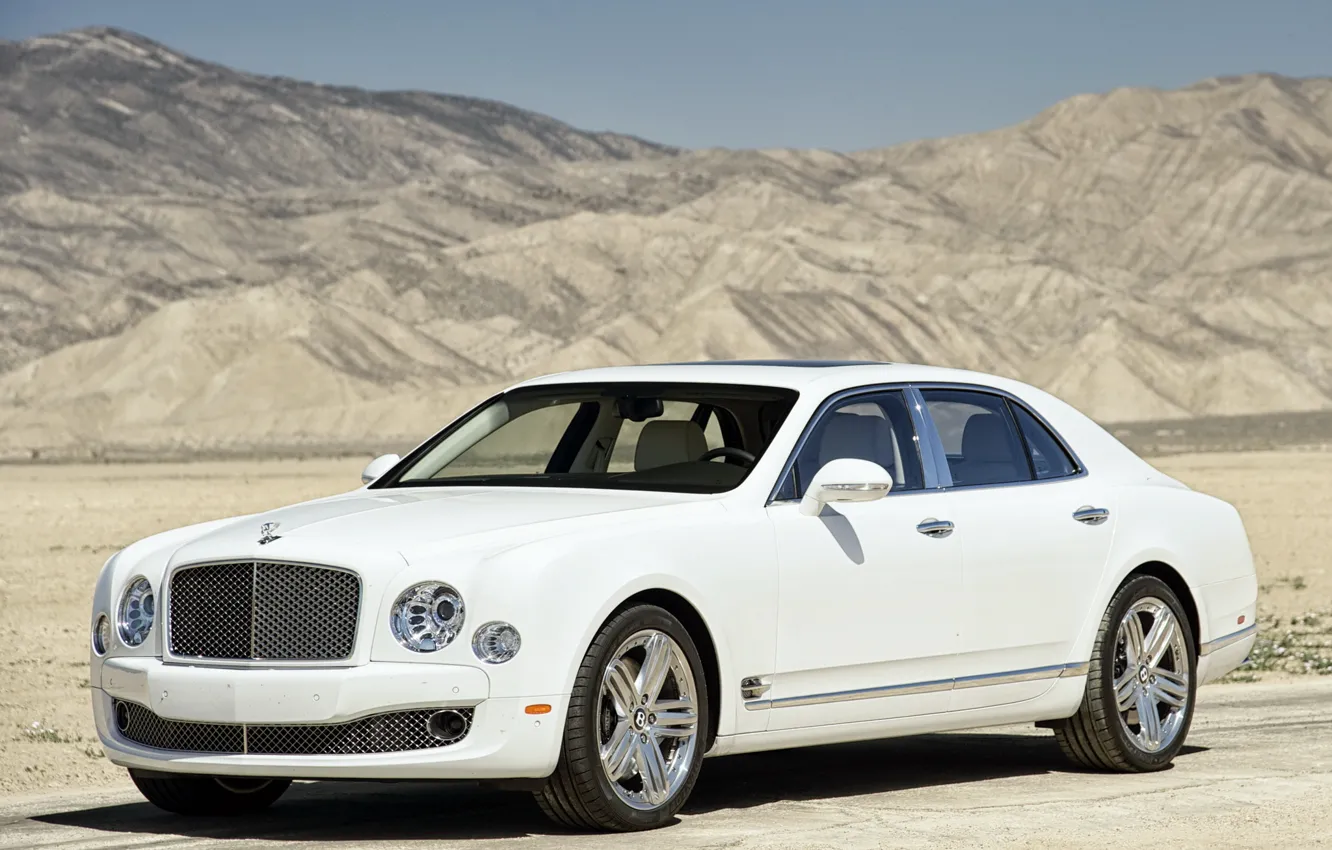 Photo wallpaper sand, mountains, desert, Auto, Bentley, White, Machine, Bentley