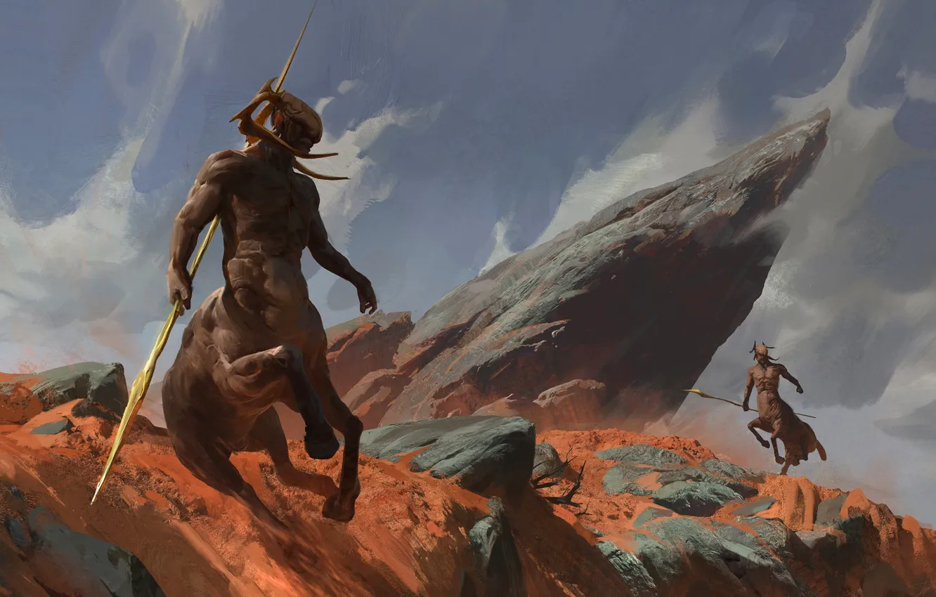 Photo wallpaper rocks, fight, Centaurs of the Desert