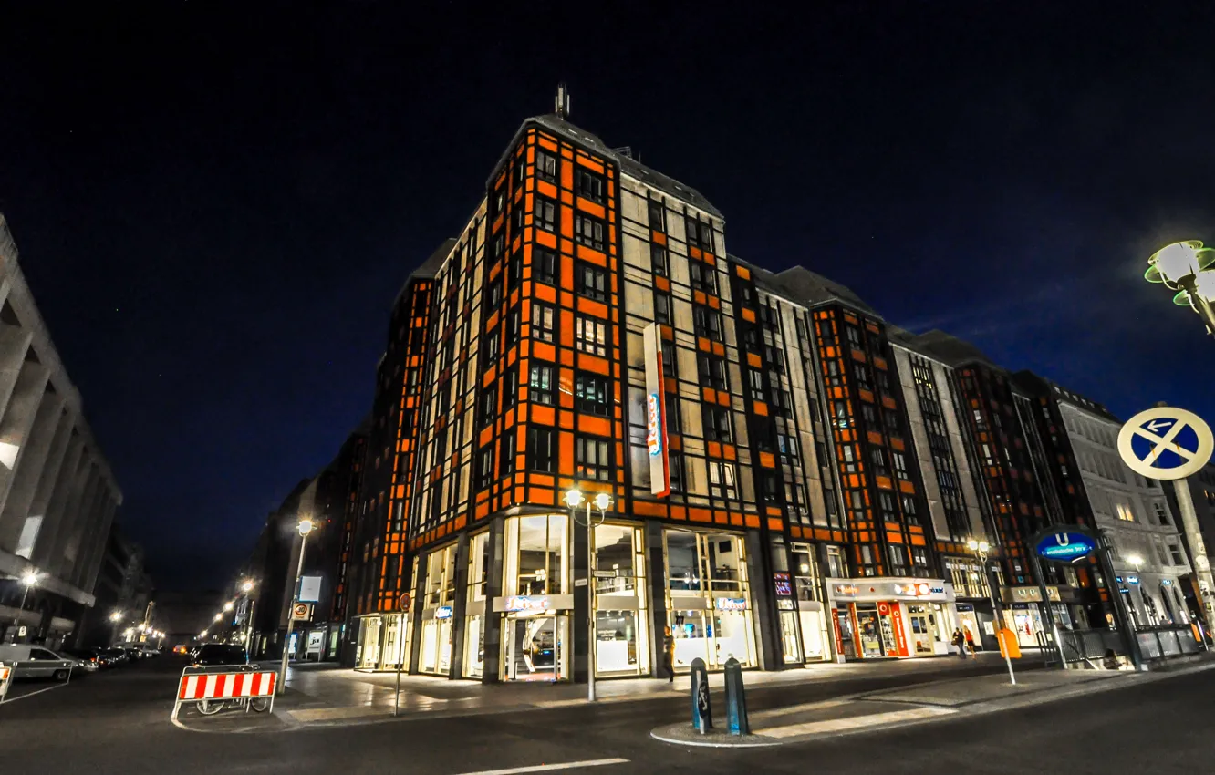 Photo wallpaper night, street, building, Germany, Germany, night, street, Berlin