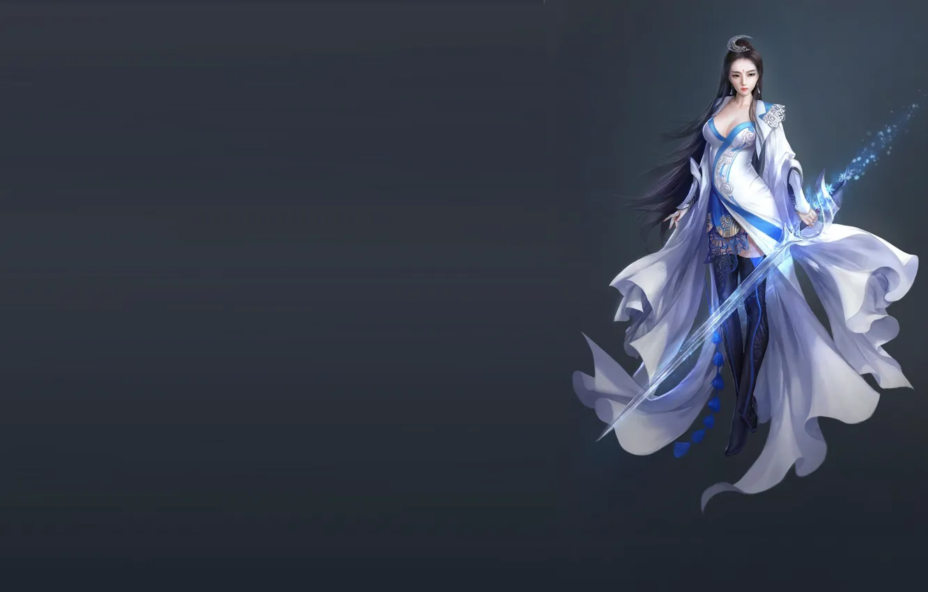 Photo wallpaper the game, sword, warrior, art, Devochka