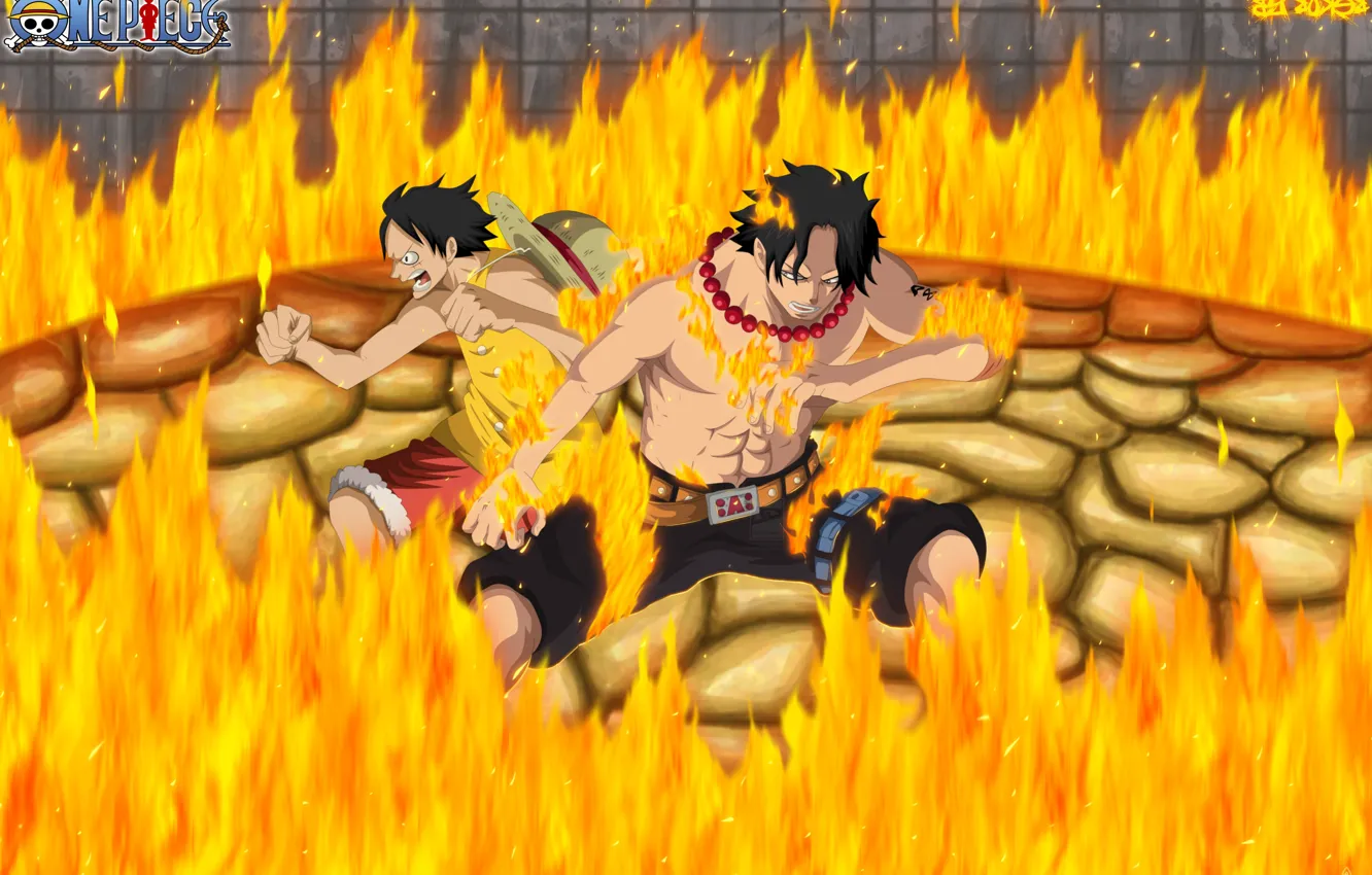 Photo wallpaper fire, flame, pirates, guys, One Piece, One Piece