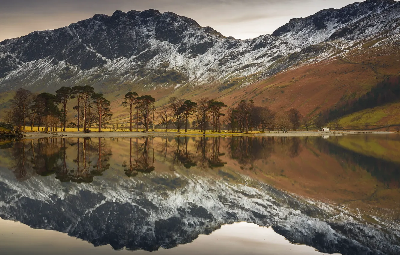 Photo wallpaper landscape, mountains, lake