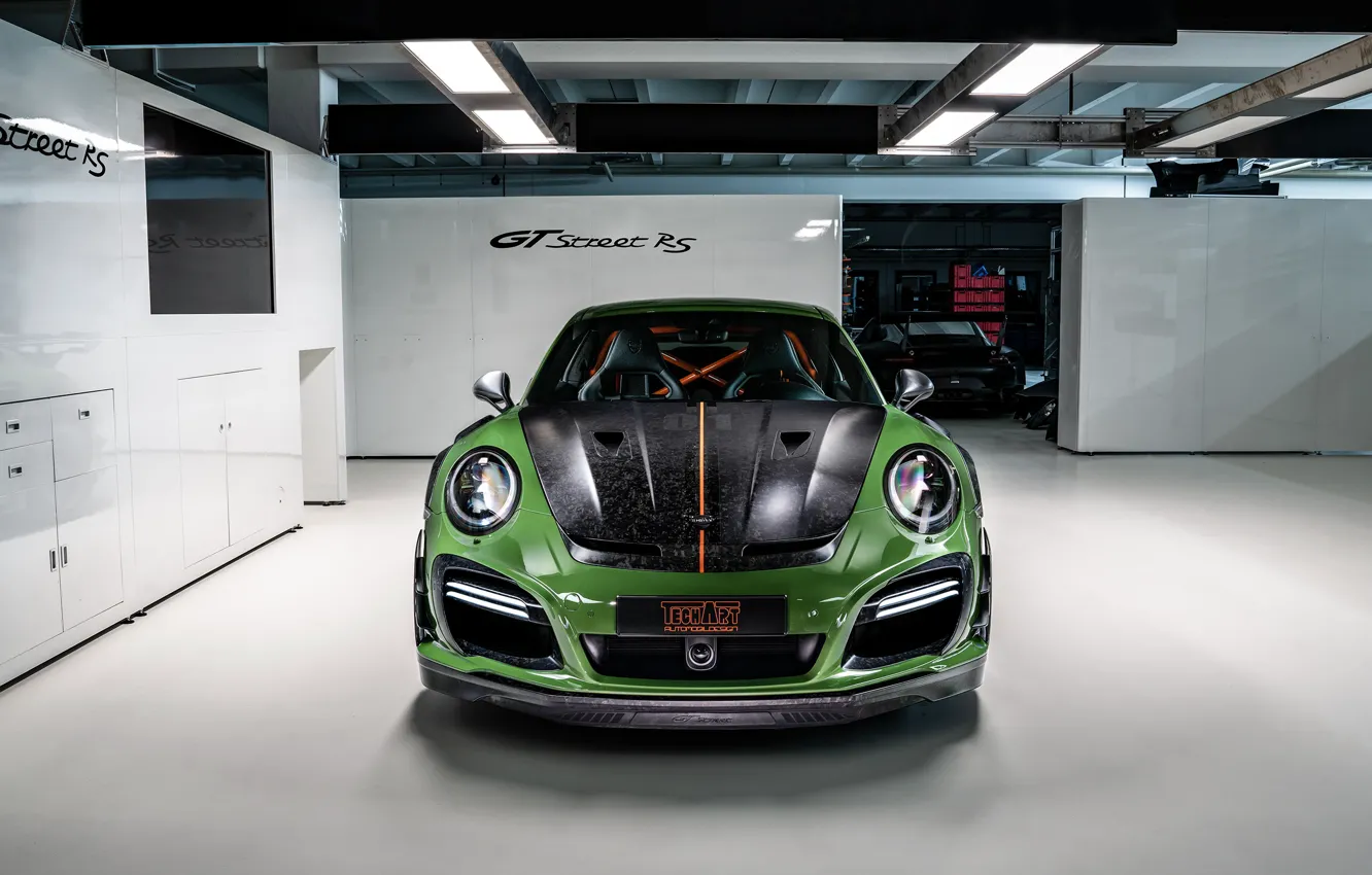 Photo wallpaper 911, Porsche, front view, Turbo S, TechArt, 2019, GT Street RS