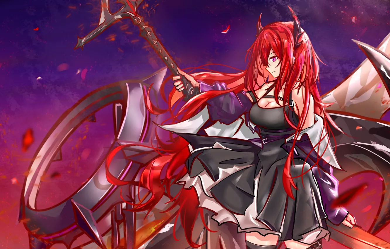 Photo wallpaper the sky, girl, weapons, Surtr, Arknights