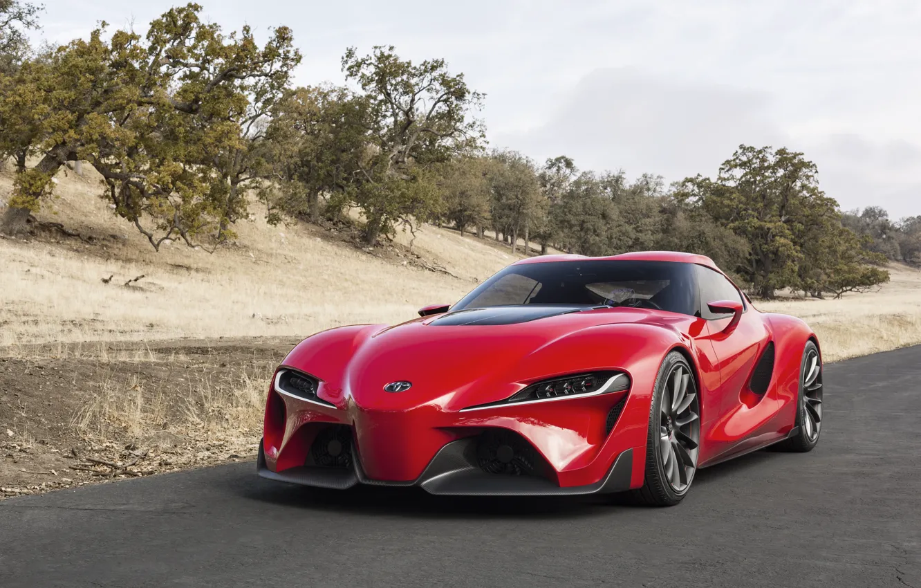 Photo wallpaper car, machine, Concept, red, Toyota, the front, FT-1