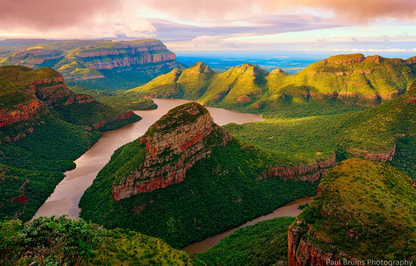 Photo wallpaper mountains, river, rocks, canyon, South Africa, Blyde River