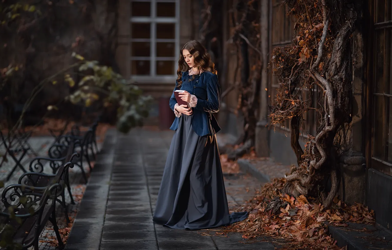 Photo wallpaper look, girl, pose, hair, book, Anastasia Barmina