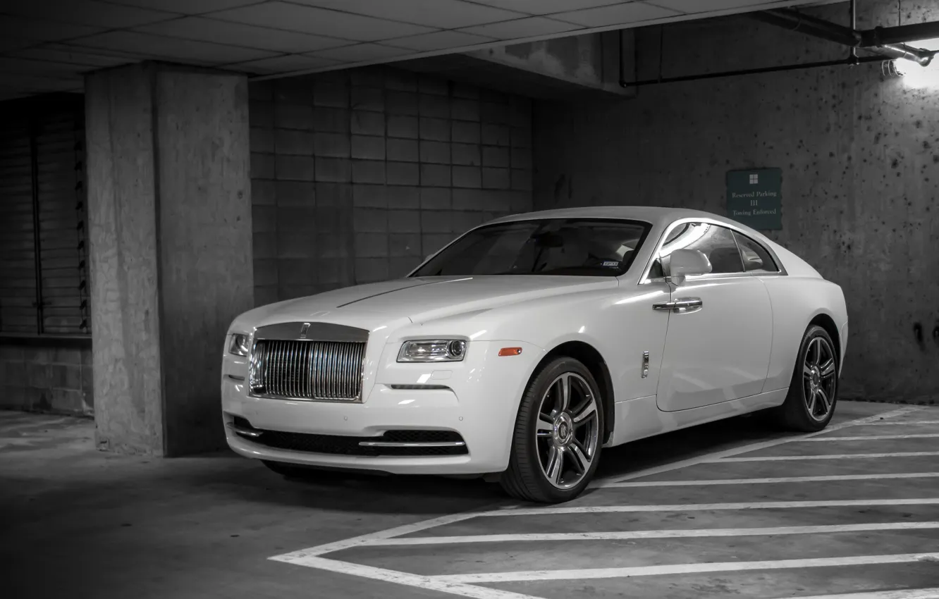 Photo wallpaper Rolls Royce, White, Parking, Wraith