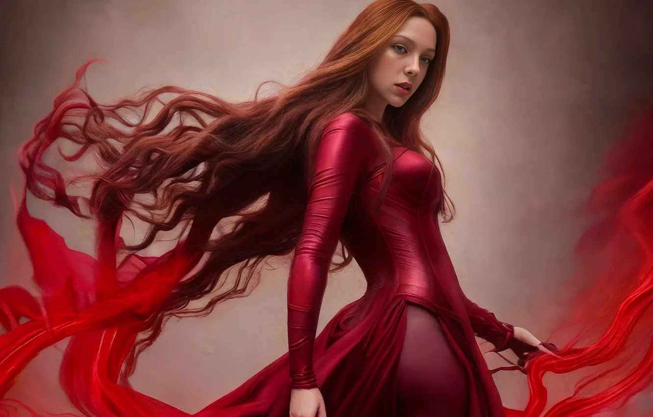 Photo wallpaper fantasy, Scarlet Witch, AI art