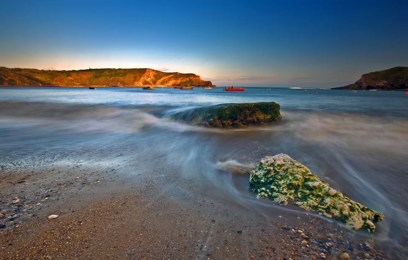 Photo wallpaper water, stones, shore