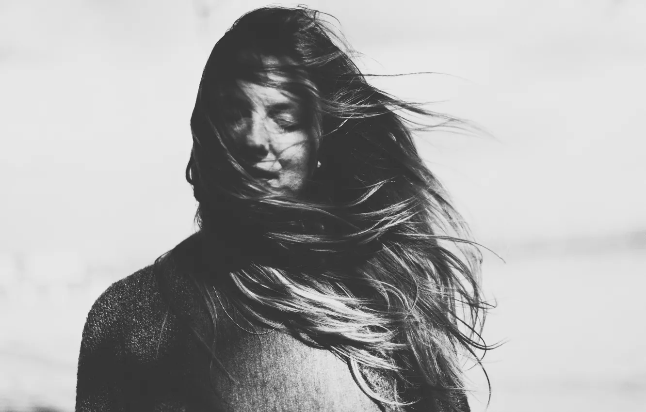 Photo wallpaper girl, hair, wind