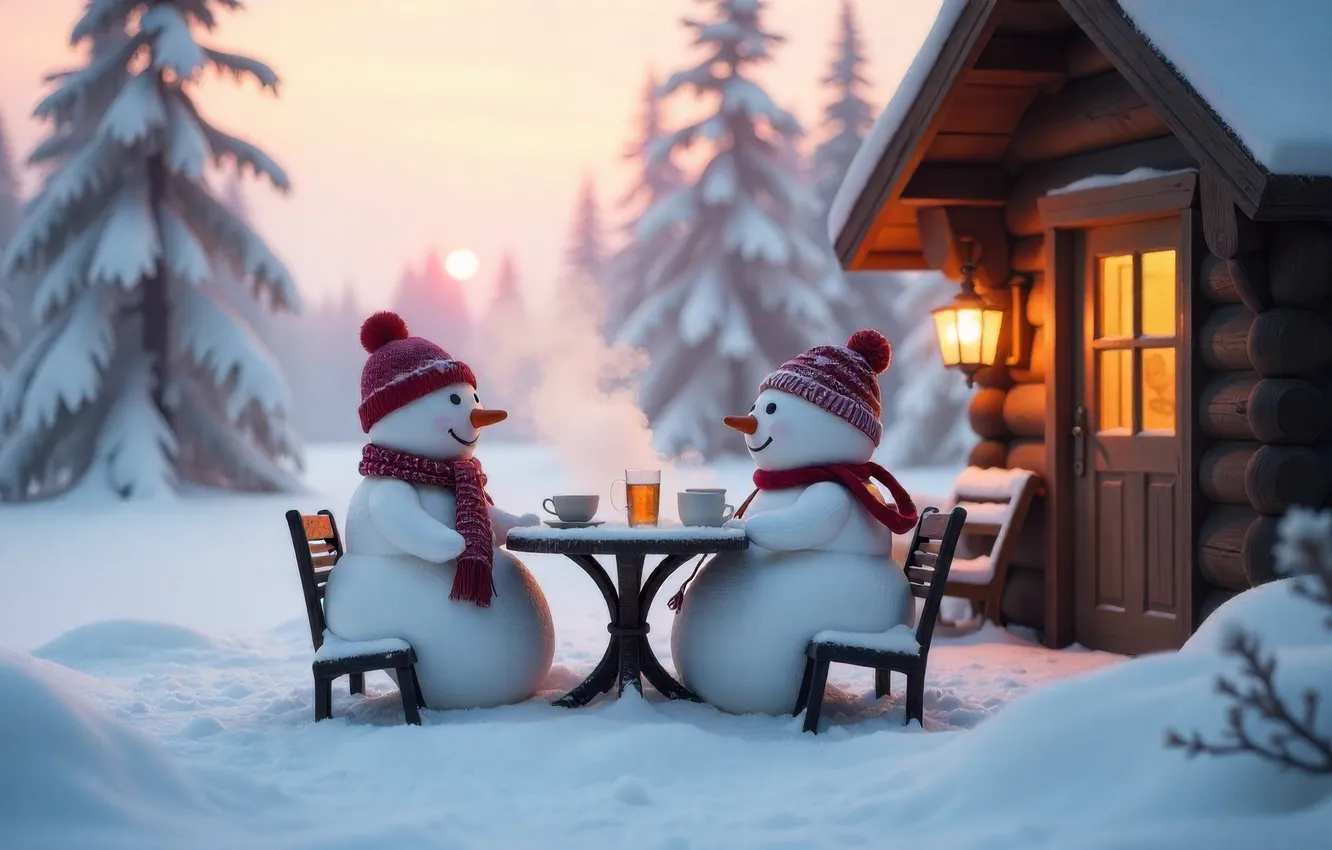 Photo wallpaper winter, frost, forest, the sun, light, snow, fog, dawn